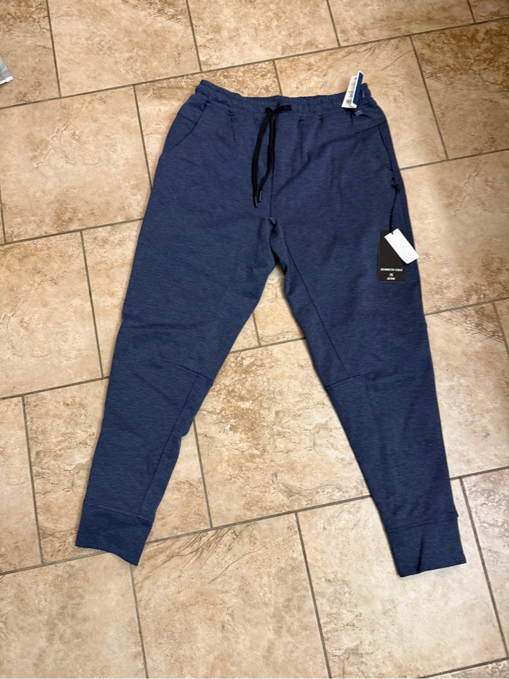 Kenneth Cole Men's Navy Blue Heathered Jogger Sweatpants